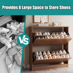 Walnut Narrow Flip Drawer Shoe Cabinet
