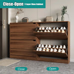 Walnut Narrow Flip Drawer Shoe Cabinet