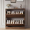 Walnut Narrow Flip Drawer Shoe Cabinet