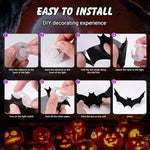 LED Lighted 3D Bat Halloween Wall Decor