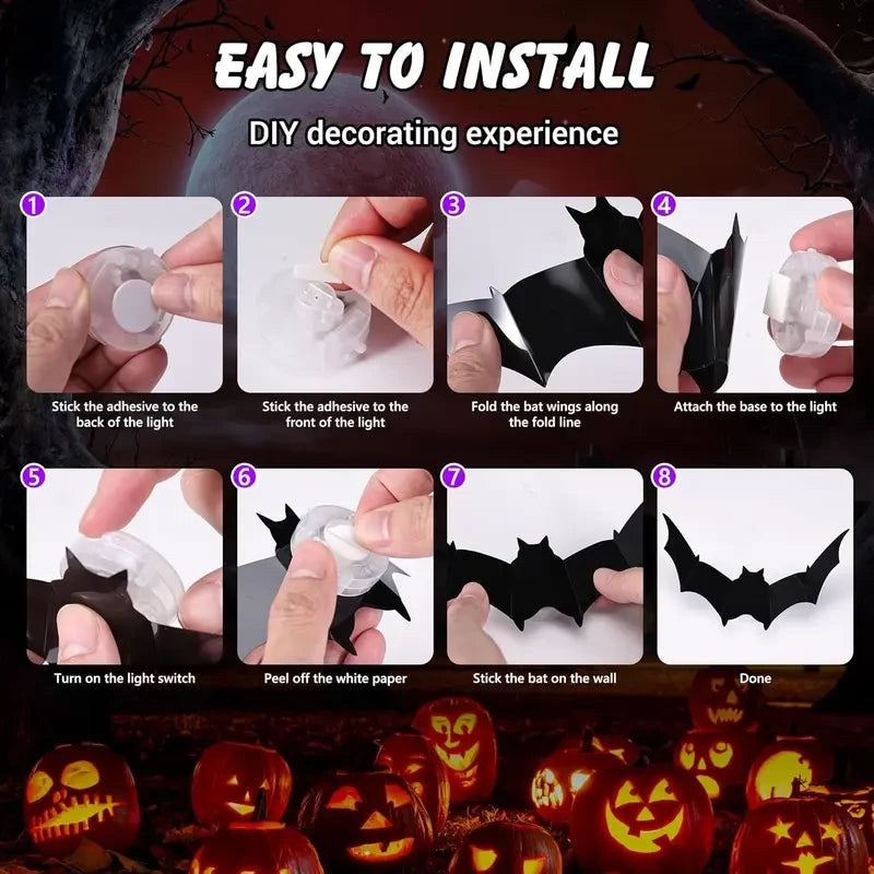 LED Lighted 3D Bat Halloween Wall Decor
