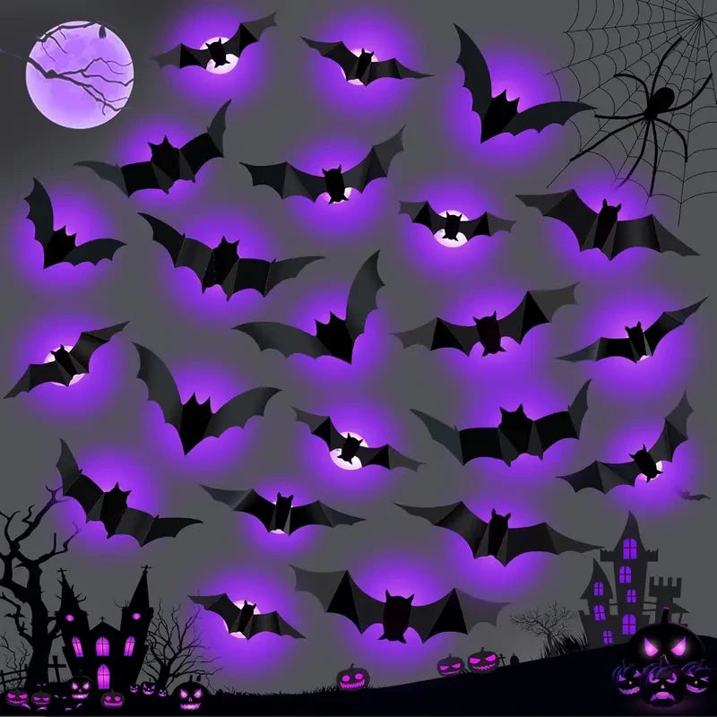 LED Lighted 3D Bat Halloween Wall Decor