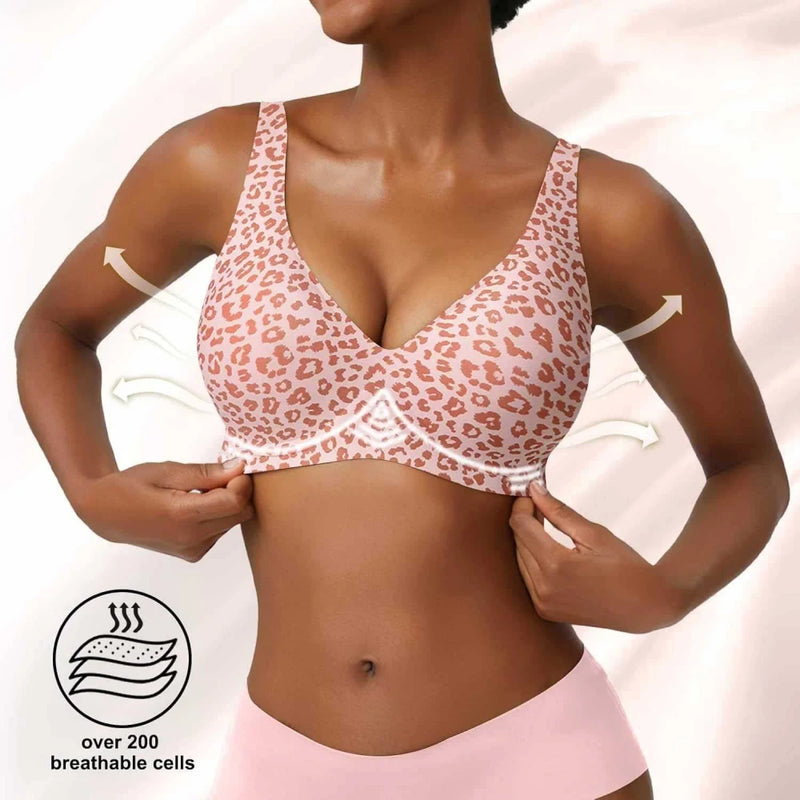 Seamless Leopard Print Wireless Bra