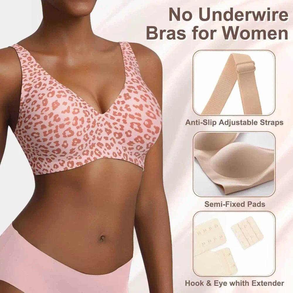 Seamless Leopard Print Wireless Bra
